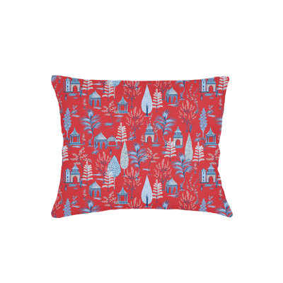 Oreiller en lin rouge 28 x 36 avec insert en duvet Red Charm