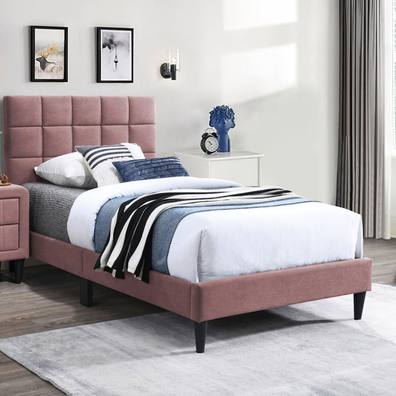 Lit plateforme moderne, Double, Rose
