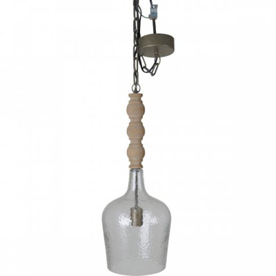 Luminaire suspendu géométrique 1 lumières en bois et verre Whitley