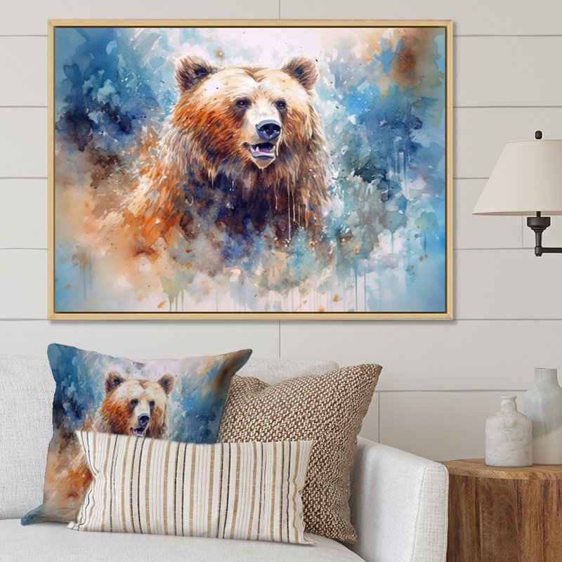«Majestic Grizzly I» sur toile, H 30 po x l 40 po x P 1,5 po, Cadre naturel flottant