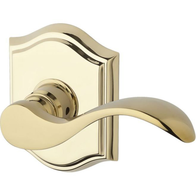 Curve Privacy Door Lever with Traditional Arch Rose, Lifetime Brass