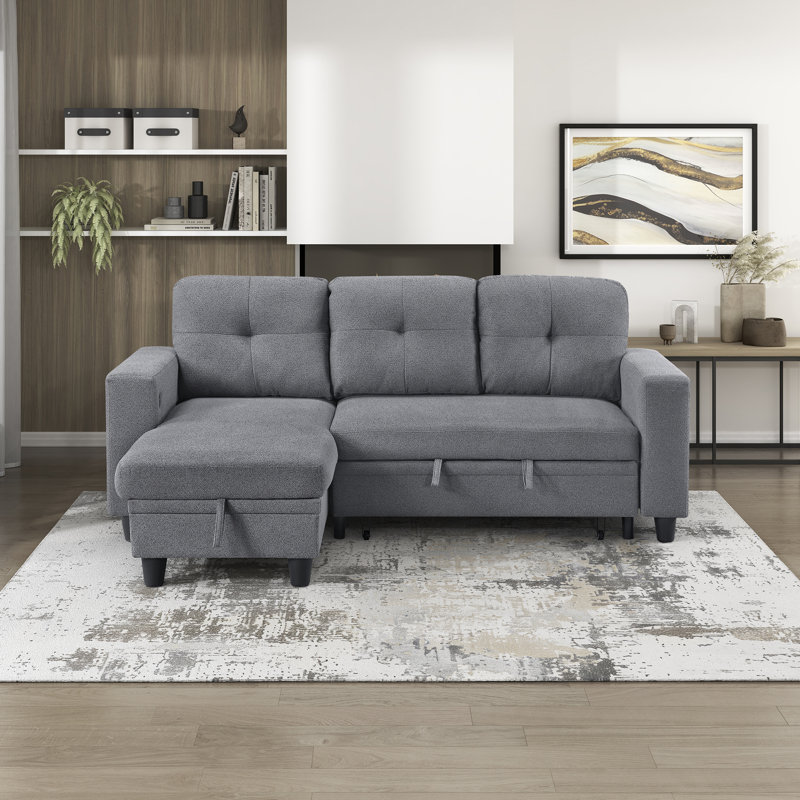 Neroni 79.5" Modern & Contemporary Sectional - Boucle Sectional, Reversible Chaise for Flexible Layout, Integrated Sleeper and Storage