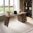 Modern Luxury Walnut Finish Desk With Storage Drawers And Built-In Power Outlets Home Office Study Workstation-1905998054