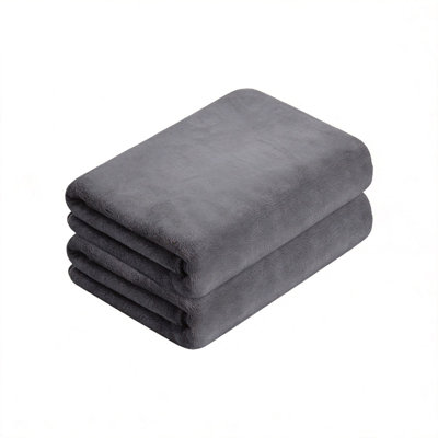 Ensemble de 2 serviettes de bain 30 x 60 pouces en microfibre grise à séchage rapide pour salle de bain Spa