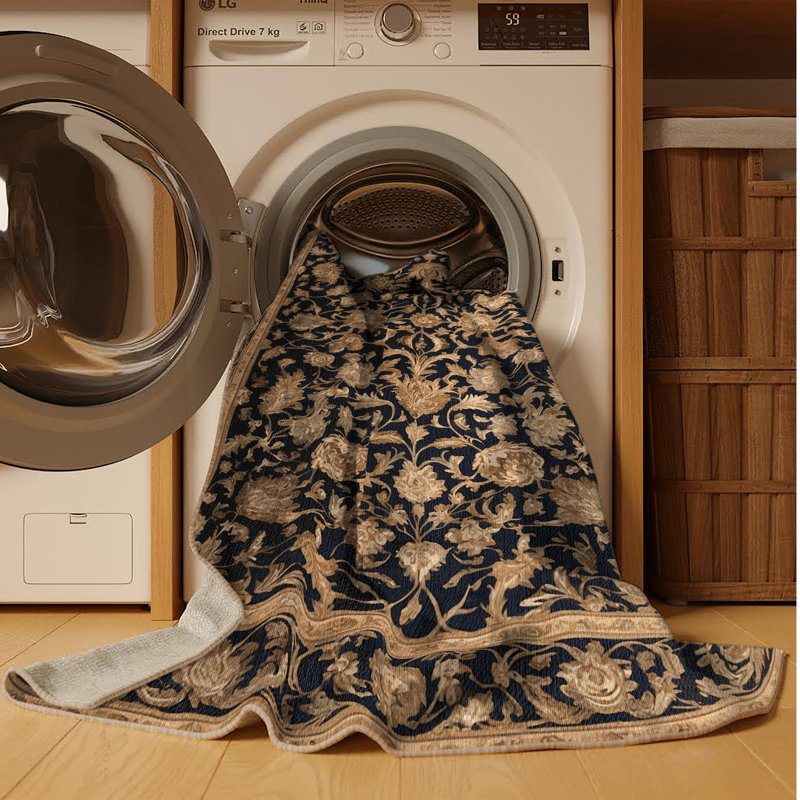 Tapis brun français lavable à la machine, Rectangulaire 3 pi x 5 pi