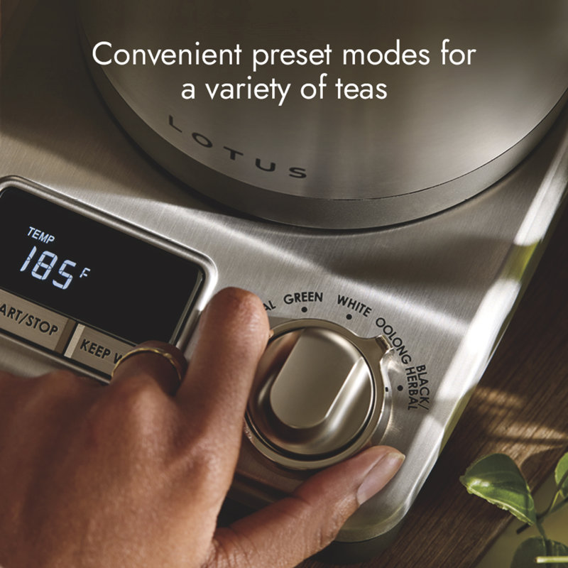 Bouilloire à température de précision Lotus Professional Series The Purist, bouilloire électrique 1,5 L, 1500 watts, acier inoxydable, LTSKT500