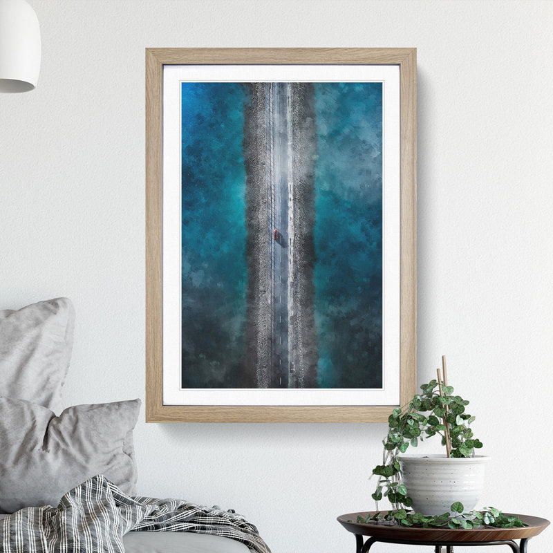 Lake Road - Picture Frame Graphic Art Print, 87cm H x 62cm W x 2cm D, Oak Framed