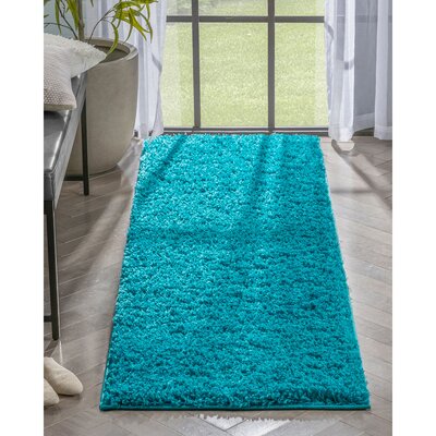 Well Woven Emerson Modern Solid Teal Textured Shag Rug -  ELL-16-2L