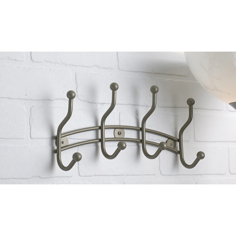 Utility Wall Mounted Coat Rack, Matte Nickel