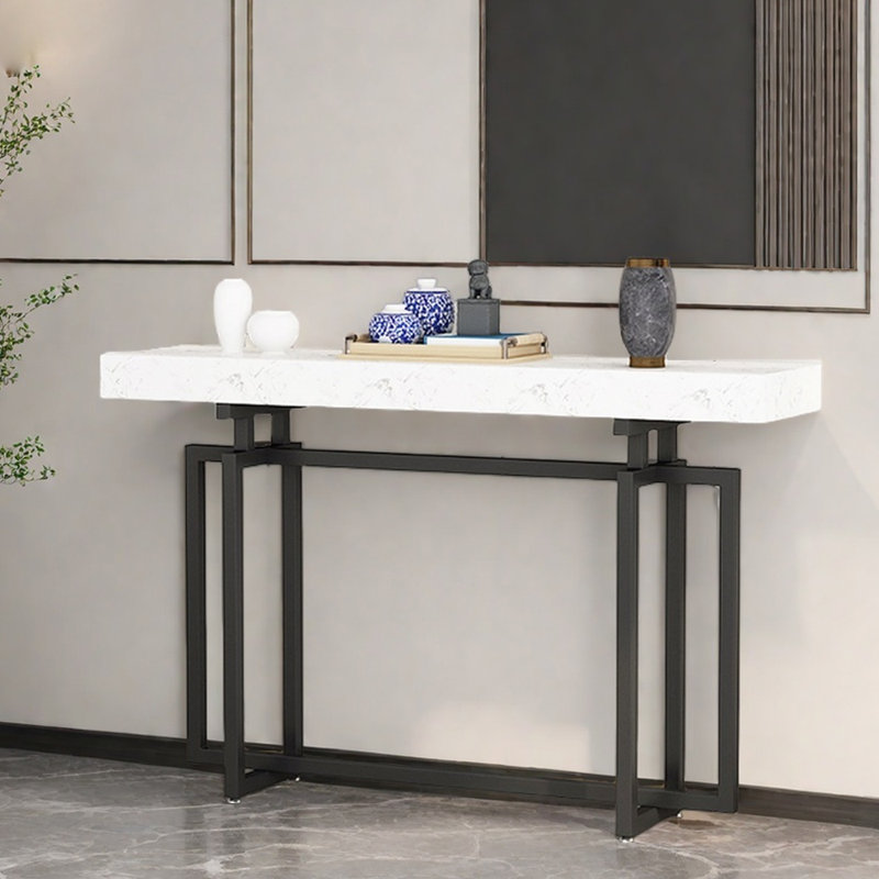 Console Nordic Minimalist, H 31,5 po x l 47,2 po x P 11,8 po, Blanc, Noir