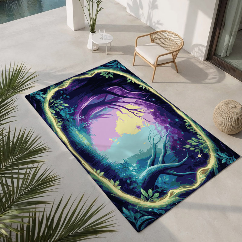 Tapis intérieur et extérieur Eclipsed Meadow, Rectangle 1 pi 6 po x 2 pi 6 po