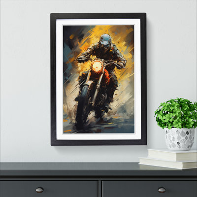 Motorbike Modern - Single Picture Frame Print on Wood