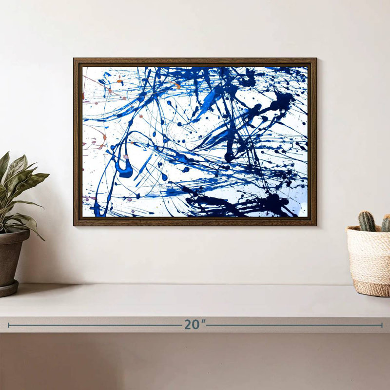 Bleu marine Leota, 13 po x 9 po, Cadre flottant noyer