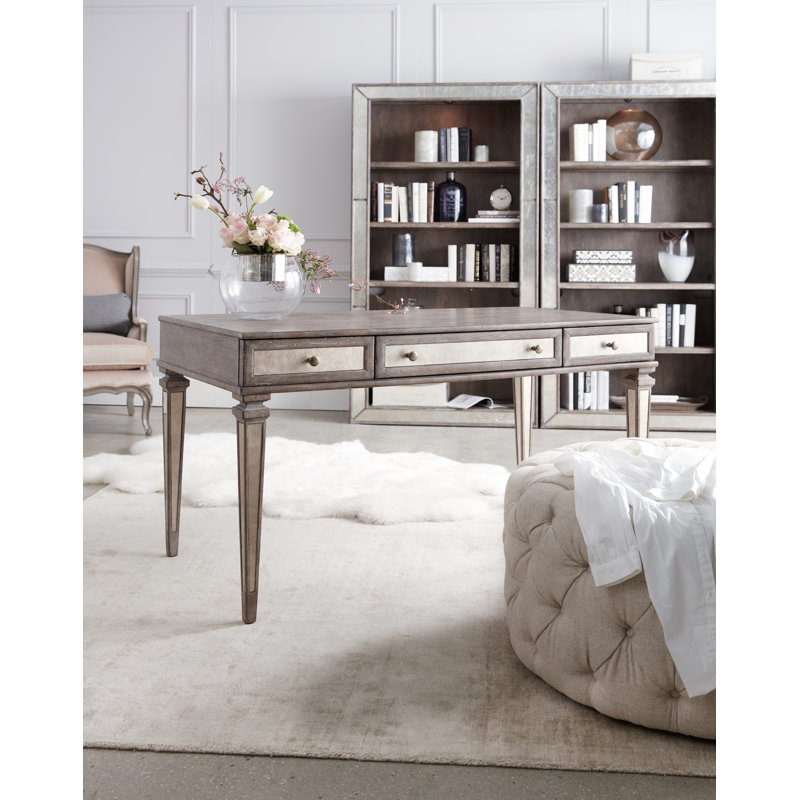 White Traditional Solid Wood Home Office Desk with Drawers
