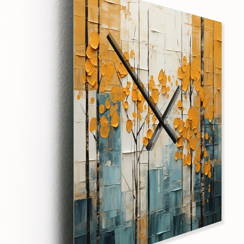 Horloge murale Bold - jaune et gris Forest III, Médium
