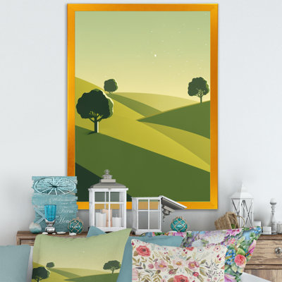 «Green Trees in Graphic Landscape I», reproduction sur toile