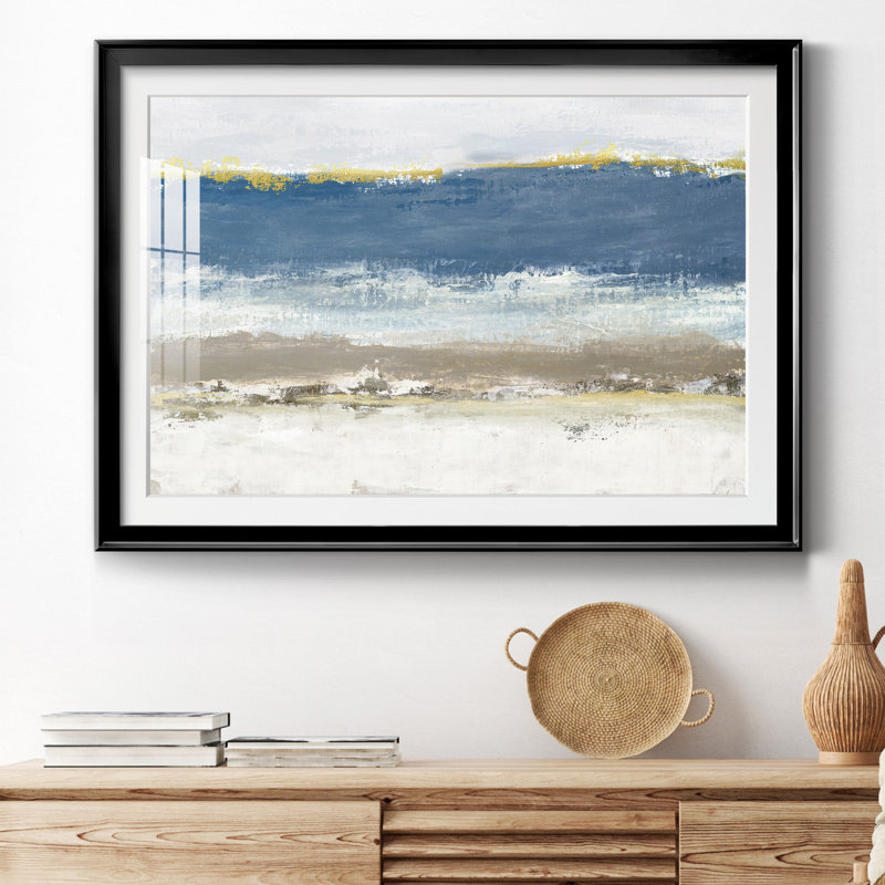 Bleu ciel - peinture encadrée, Cadre noir, H 22,5 po x l 30,5 po x P 1,5 po