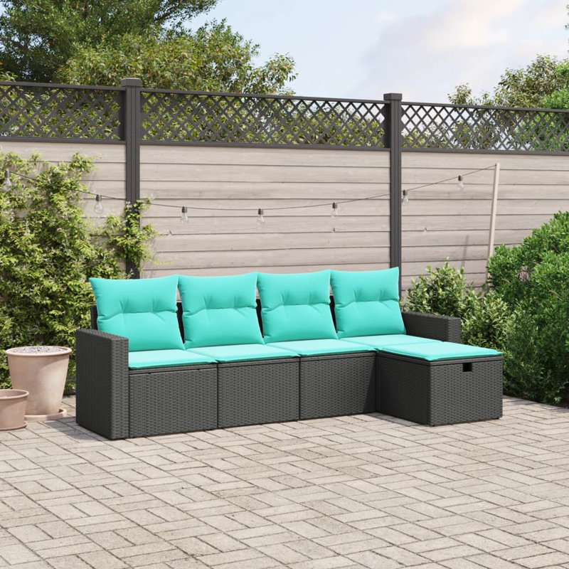 Ensemble de canapé modulaire d'extérieur en rotin PE, Bleu sarcelle