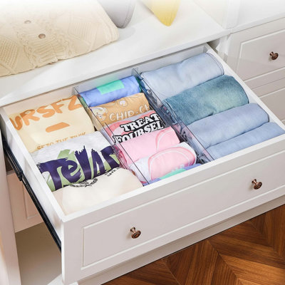 Ensemble de 12 séparateurs de tiroir extensibles réglables de 4 po de hauteur, 10,2 po à 16,5 po en plastique transparent pour sous-vêtements de commode