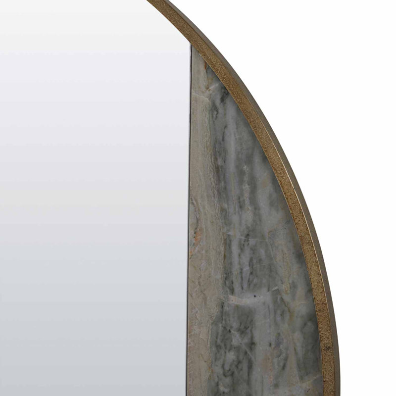 Green Meadow Marble and Champagne Iron Wall Mirror