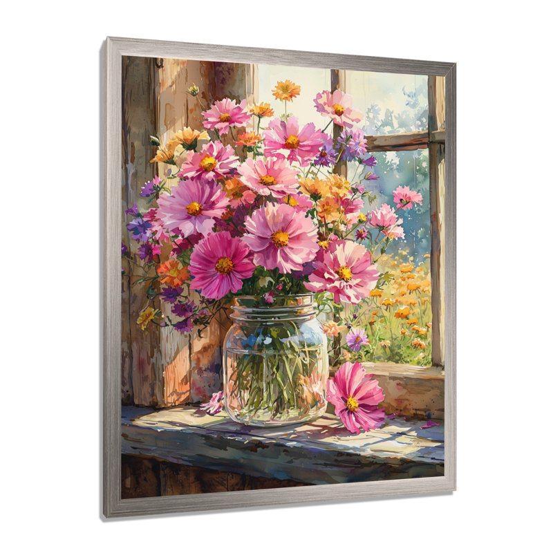 Graham - salon d'art mural floral, Argent argent, H 44 po x l 34 po, Picture Framed