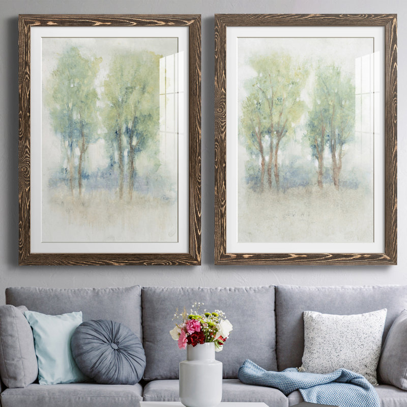 Spontane Landscape I Premium encadré mat - prêt à être accroché, Noyer, H 37,5 po x l 55 po x P 1,5 po