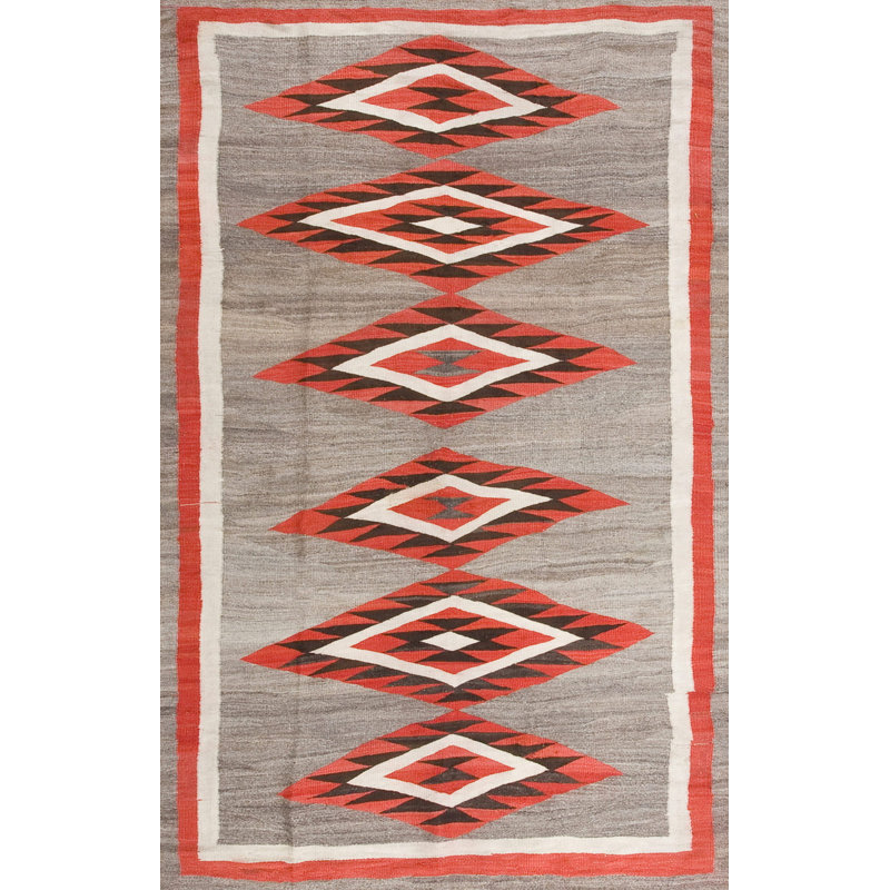Flatweave Wool Geometric Area Rug in Gray