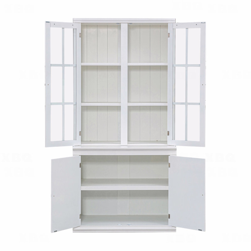 Ensemble de deux garde-manger à double porte vitrée de 75,25 po de hauteur, garde-manger de style traditionnel
