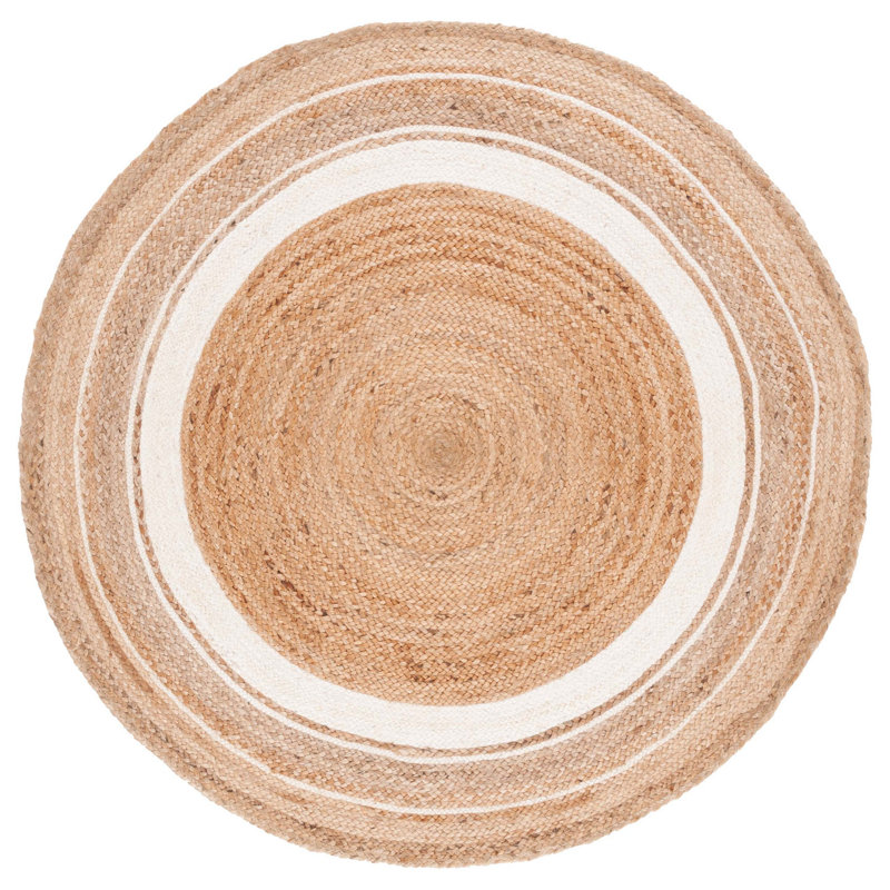 Pellet Natural Fiber Flat Weave Jute Rug, Round 5'