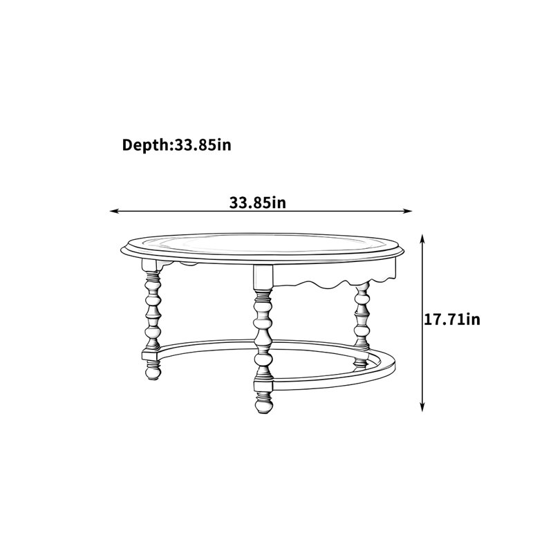 Table basse en chêne massif avec motif ondulé