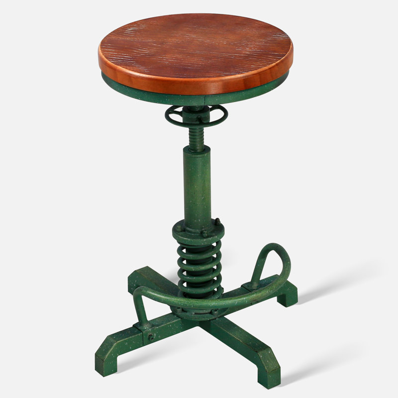 Javin Adjustable Height Counter Stool with Metal Frame, Green