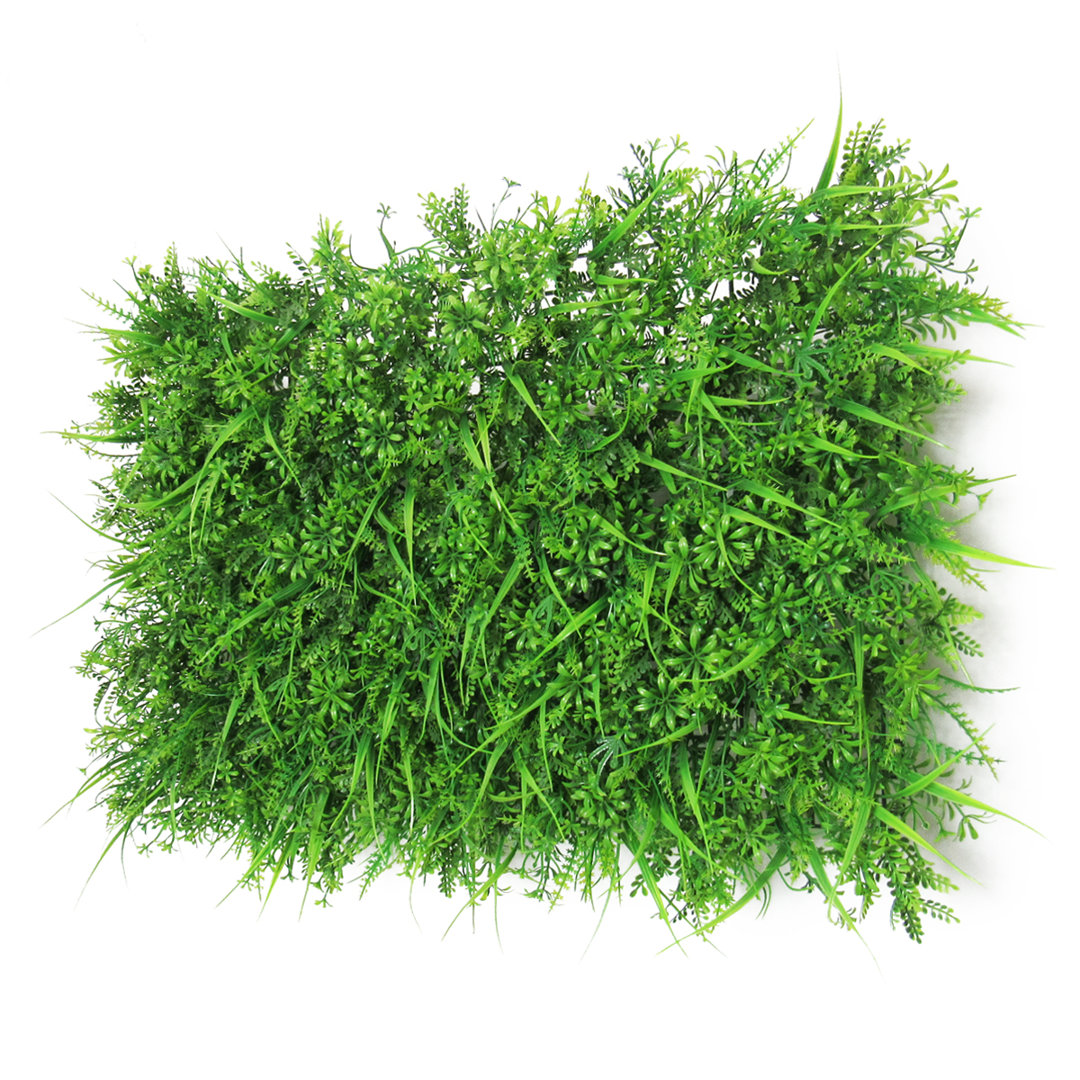 24" Artificial Fern Mixed Grass Greenery Wall Panel Hedge Mat Backdrop Privacy Screen (Set of 4) Primrue