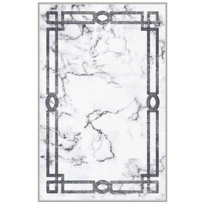 Premium Woven Area Rug, 100% Polyester, 4.6 x 7.2 ft | Antibacterial, Non-Slip PVC Dot Underside | 3D Digital Printing, Machine Washable, Pile Height: 0.3 in | Ideal for Living Room, Bedroom, and Dining Spaces