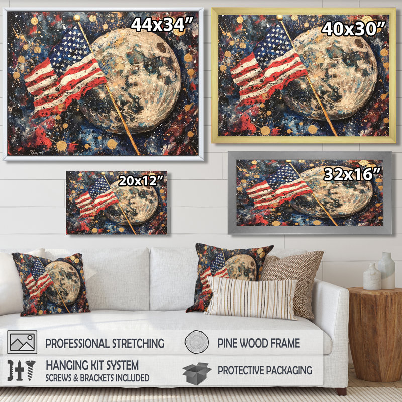 Reis - Usa Patriotist, impression sur toile, H 12 po x l 20 po, Reproduction encadrée d'une seule photo, Doré