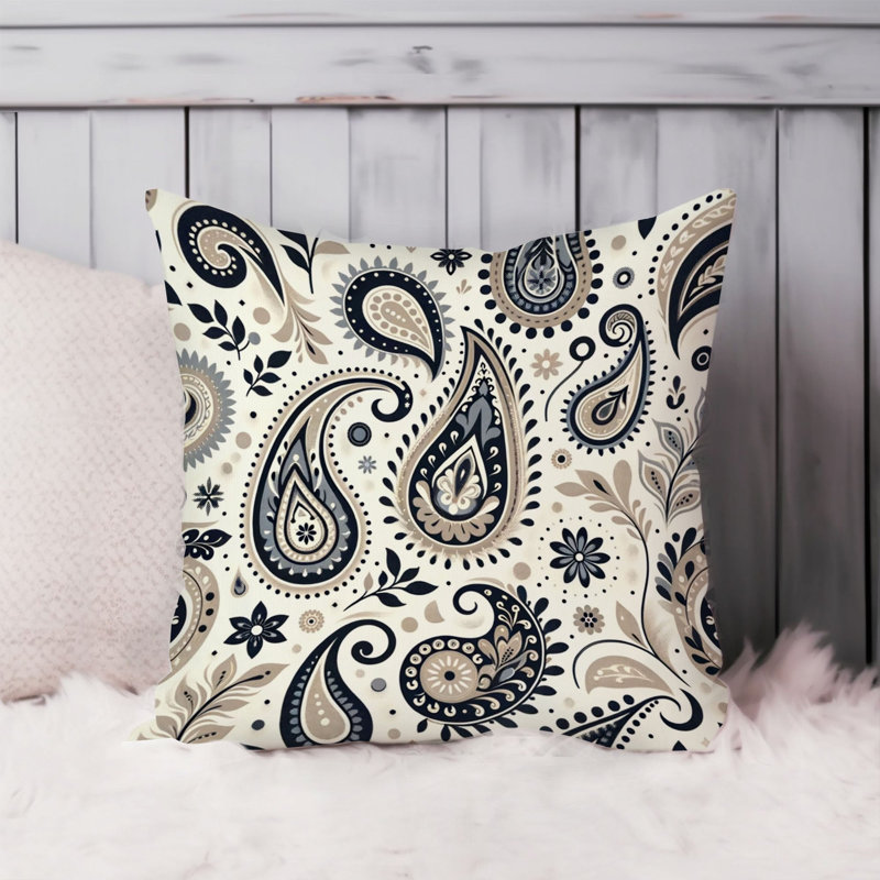 Abstract Beige Paisley Pattern II Bohemian, 20"H x 20"W