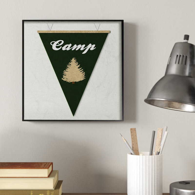 « camp flamme fabric collage », art encadré Ambrose, H 14 po x l 11 po x P 1,5 po