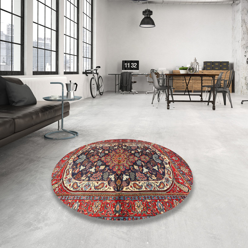 Tapis oriental rouge / noir / bleu, Rond 8 pi