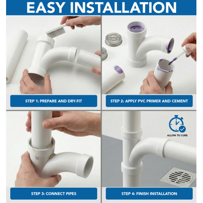 4 in. PVC DWV Combination Wye & 1/8 Bend 45° Elbow Hub, White PVC Drain, Waste & Vent Fitting, (8 Pack)