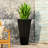 13" X 32.5" Cast Stone Outdoor Planter In Black - Adds Character To Yard 32.5", Quality Garden Accessory-1888285016