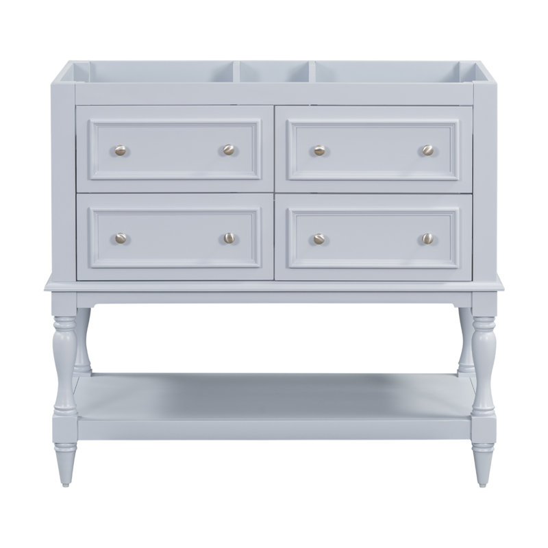 【Évier non inclus, armoire de base seulement】 Armoire de salle de bain 36 po sans lavabo, ensemble de meuble-lavabo autoportant avec 4 tiroirs et portes à fermeture douce, armoire de salle de bain à cadre en bois massif