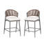 Tabourets de bar d'extérieur en métal, hauteur du siège 66 cm (26 po), avec assise en forme de PE, ensemble de 2, gris mat - style moderne, résistant à la rouille, coussin imperméable, pour jardin