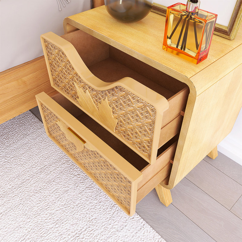 Hand-Carved 2-Drawers Accent Cabinet