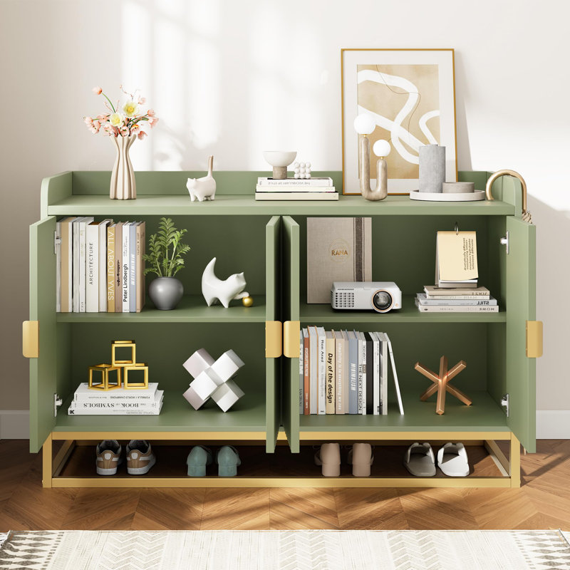 47.2" Fluted Sideboard with Storage Cabinet, Modern Kitchen Sideboard with Adjustable Shelves, Media Console Buffet Cabinet with Doors for Living Room, Kitchen, Entryway