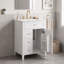 Meuble-lavabo de salle de bain avec lavabo en céramique, tiroir basculant, 2 tiroirs de rangement et support de rangement à deux niveaux-447590079