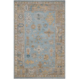 Dunes Oriental Hand-Knotted Wool Area Rug in Blue/Brown/Yellow