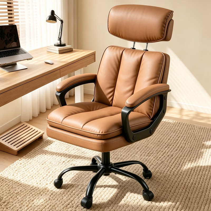 Rebrilliant Foam Padding Office Chair, Brown
