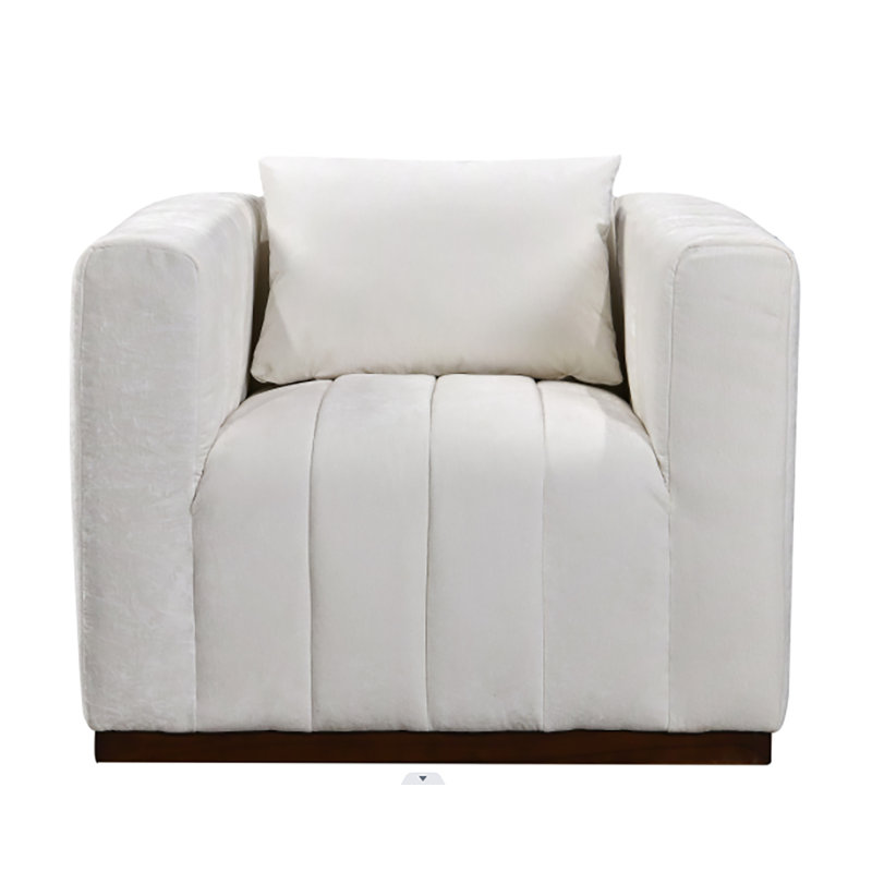 Upholstered Armchair, Ivory Velvet