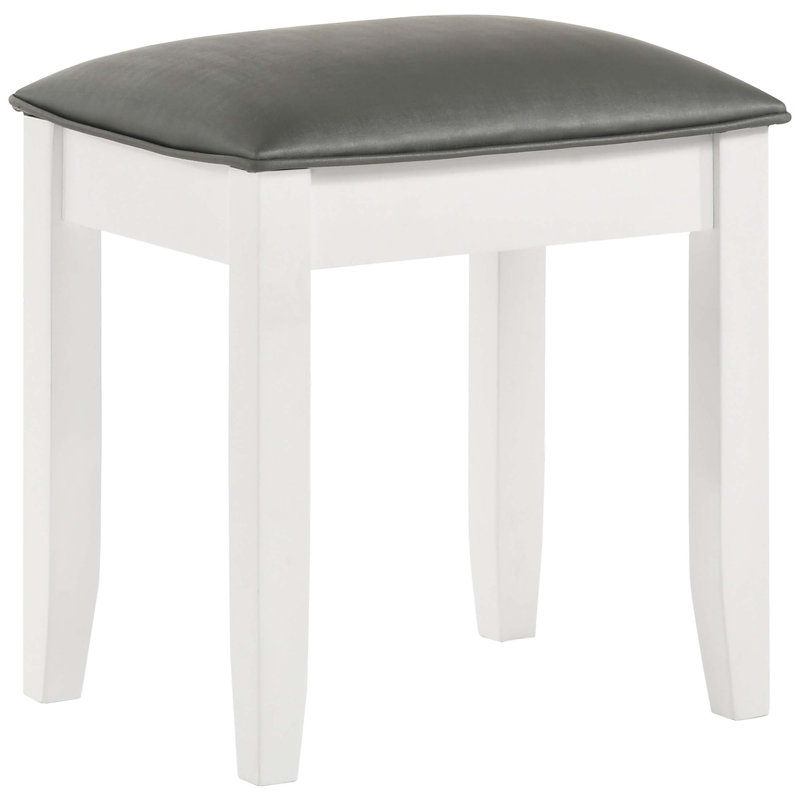 Tabouret de coiffeuse blanc brillant avec siège rembourré, design moderne pour le confort et le style dans n'importe quelle chambre à coucher ou vestiaire