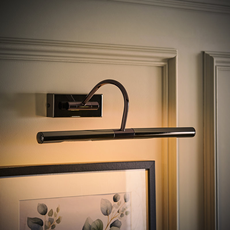 Capri 2 -Light Hardwired Wall Mounted Picture Light, Black Chrome, 17.6" H x 18" W x 18" D