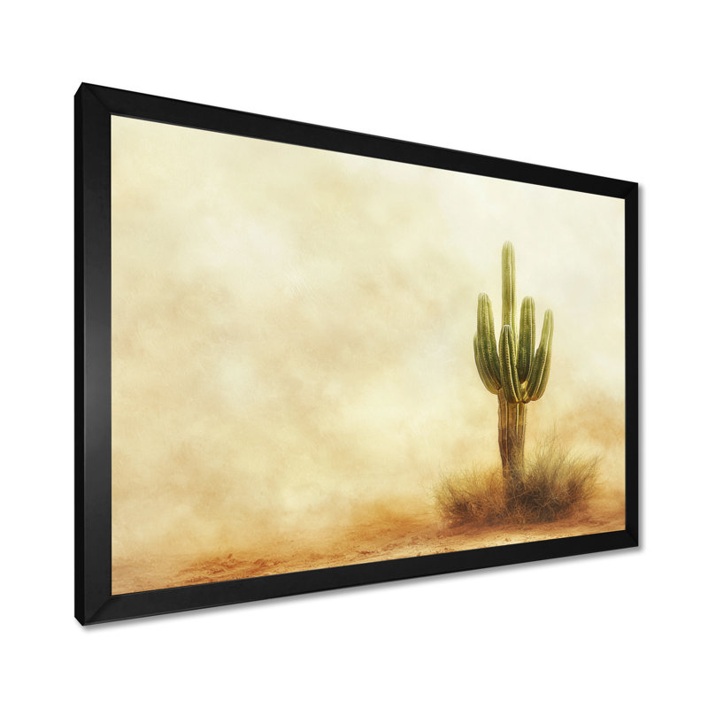 Cactus Sandstorm I - cactus Wall Art, Single Picture Framed, Black, 12" H x 20" W